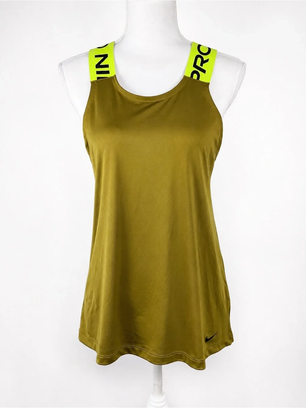 Nike Pro Intertwist Dri-FIT Elastika Training Tank Top In Moss Green/Volt Yellow